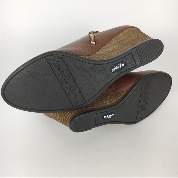 Dr Scholls Size 9.5 Wedge Ankle Boots Booties Copper Brown‎ Faux Vegan Leather - Picture 7 of 8